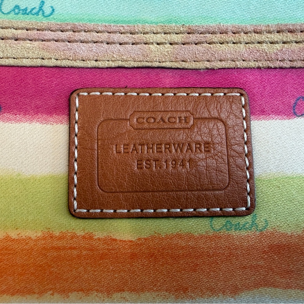 Coach Colorful Striped Canvas Wristlet NWOT - Picture 4 of 7